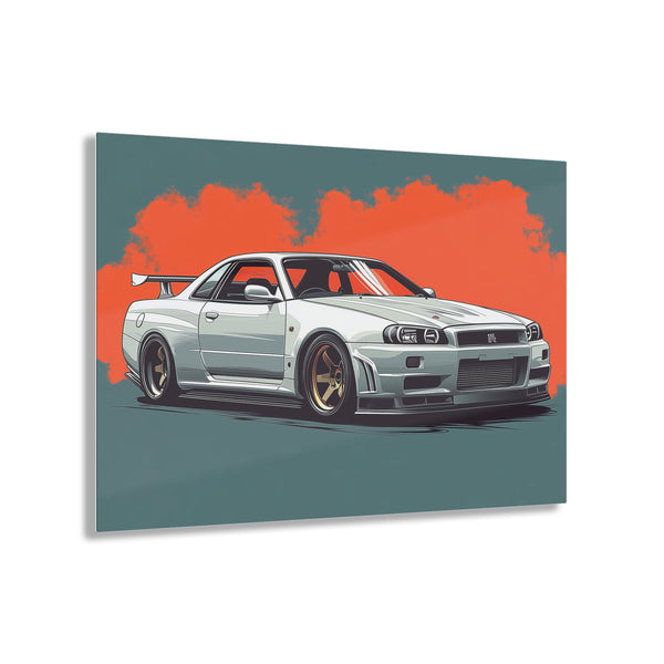 Nissan Skyline R34 GTR Godzilla Acrylic Print | Stunning Wall Art for JDM Enthusiasts | Ready to Hang - ignitionthreads