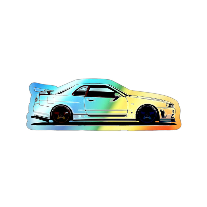 Nissan Skyline R34 GTR Holographic Die-Cut Stickers | Shiny Custom Vinyl Sticker for JDM Fans - ignitionthreads