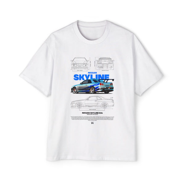 Nissan Skyline R34 GTR Oversized T-Shirt | Premium 100% Cotton | Boxy Fit Comfort | JDM Car Lover Apparel | Casual Style Tee