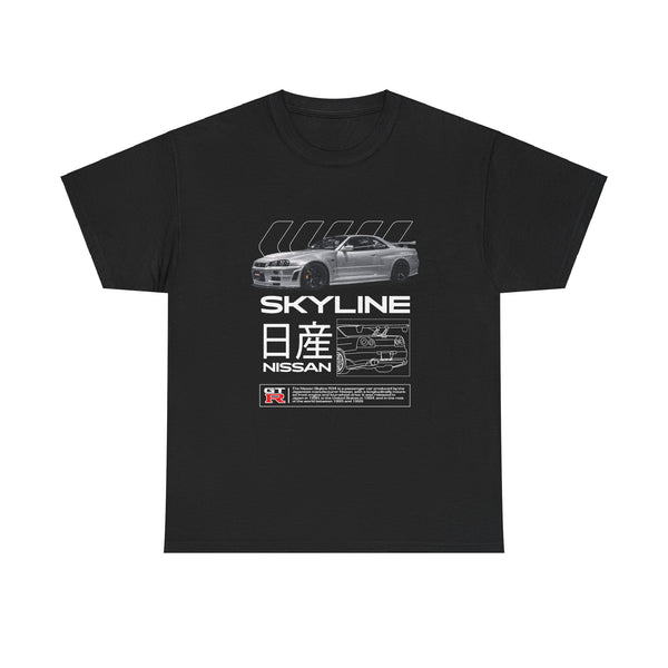 Nissan Skyline R34 GTR Cotton Graphic Tee Premium JDM Car Lover T-Shirt Comfortable Everyday Wear