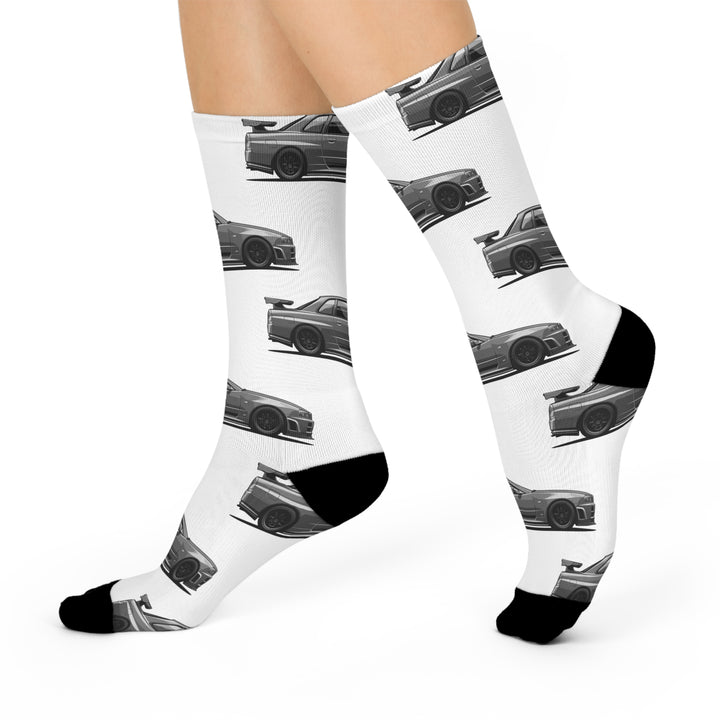 Nissan Skyline R34 GTR Cushioned Crew Socks - Premium Comfort and Style for Everyday Wear - ignitionthreads